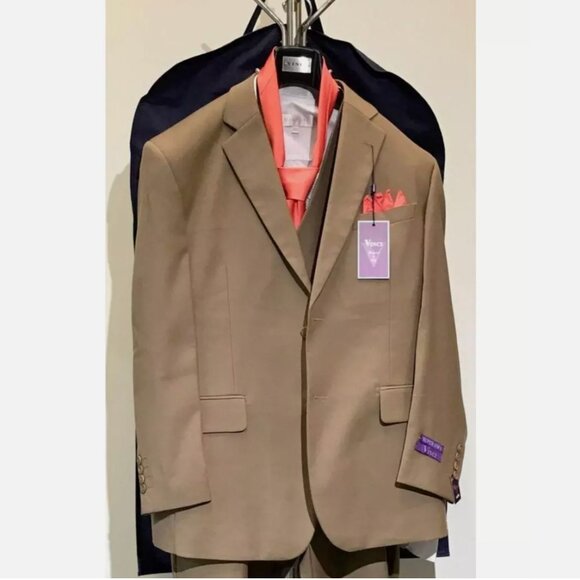 Vinci Other - NEW VINCI Italy Zegna Khaki Suit Jacket with Vest Shirt Tie 42S-36W -- NO PANTS